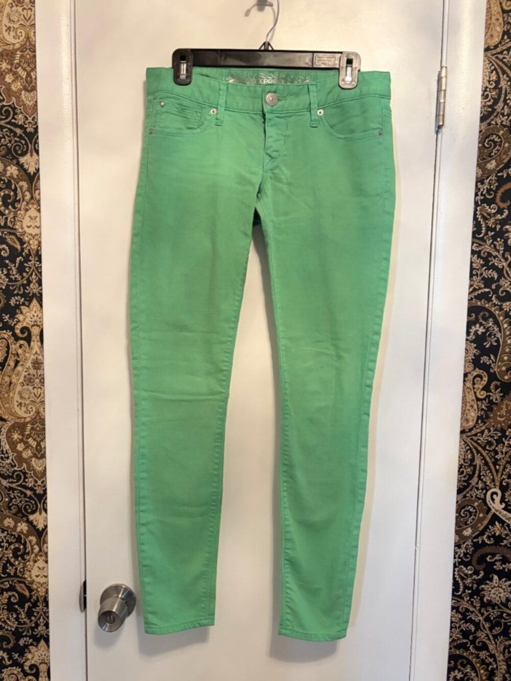 EXPRESS Green Stretch Legging Jeans Slim Fit Ultra Vintage Low-Rise